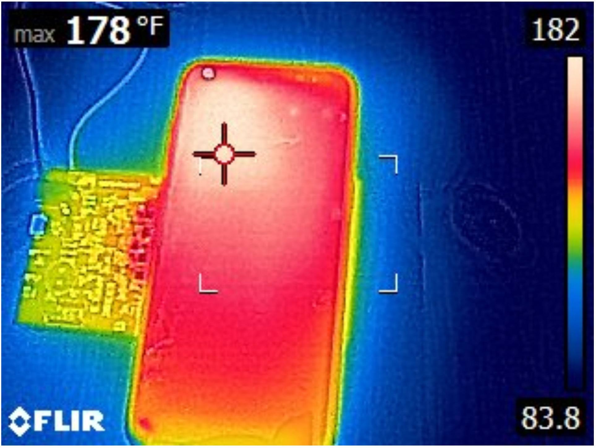 VoltSchemer attack on phone viewed on thermal camera.